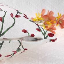 2 Pcs Classical Embroidery Jacquard Teal Decoration Throw Pillow Cover Pattern Pillow Cases For Outdoor Indoor - Red Flower - View 4