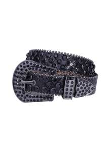 Children's Diamond Embellished Belt, Fashionable Streetwear Style, Rhinestone Decorated Belt For Boys And Girls - A - View 29