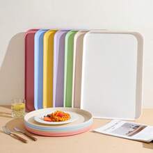1pc Extra Large Multi-Color Tray, Rectangular Plastic Tea Tray, Outdoor Picnic Plate Tray, Dessert Plate, Barbecue Plate, Suitable For Home, Living Room, Cafe, Restaurant, Wedding Party, Christmas, Halloween Decor