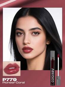 COLORKEY Mirror Gloss Lip Gloss, Glossy And Moisturizing Lip Color, Non-Sticky And Long-Lasting, Nourishing Lip Care. Liquid Lipstick, Super Moisturizing Lip Gloss, Caring For Lips, Creating A Refined Lip Makeup. Lip Balm, Lip Gloss, Lip Cream Lip Care Set, Suitable For Spring/Summer, Y2K Retro Fashion, 90s Makeup, Birthday Gift, Vacation, Party, Best Color - P779 Pioneer Coral - 查看 4