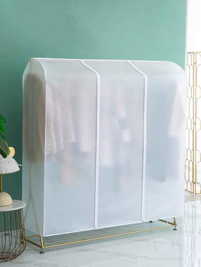 Transparent Plastic Floor Standing Garment Rack Dust Cover, Coat Hanger Drying Rack Clothes Cover, Clothing Storage Protector, Dust & Moisture Proof, Transparent & Visible, Easy To Take In And Out, Home Garment Protection Cover