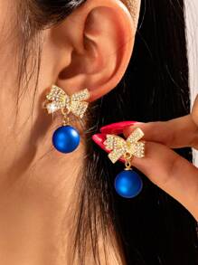 1 Pair Of Faux Pearl Studded Earrings With A Niche Design Sense, Light Luxury Christmas European And American Style Earrings, Bridal Earrings, Suitable For Wedding, New Year, And Party Wear (Without Card)