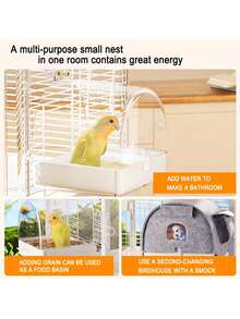 鹦鹉浴缸、洗澡盆、喂食盘、鸟舍、浴室、大浴缸、浴室适合虎斑牡丹、蜀葵、雀科、珍珠鸟等中小型鸟类。