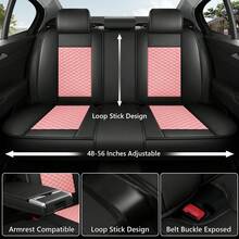 NAPPA Breathable Leather Car 5 Seat Covers Full Set Cushion Protector Perforated Air Hole Design Universal Fit Front Seats And Solid Rear 40/60 50/50 60/40 Split Bench Fit For Most Cars Interior Decoration - 黑色/粉紅色 - 查看 5