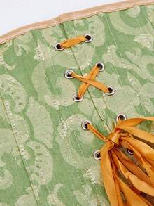 加大码女式复古系带束腰紧身胸衣上衣，可调节紧身胸衣塑身衣，适合万圣节服装 - 彩色 - 查看 5