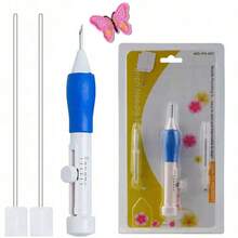 1 Set DIY Embroidery Punch Needles, 3 Sizes Embroidery Needles, Felt Punch Needle Crochet Knitting Sewing Punch Pen Kit, Beginner Handcraft Tools, DIY Embroidery Pen (Random Color)