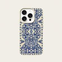 1pc TPU Material Blue Elegant Floral Pattern Full Screen Phone Case Compatible With Apple/ Phones - White - View 5