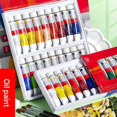 1 st Winsor & Newton 45 ml oljefärgstub, lämplig för nybörjare. Oljemålningsset, akvarellset, akrylset, pigment för nybörjare, 12/18/24/36 färger, 10 ml målningsset. (Ny och gammal förpackning slumpmässigt)