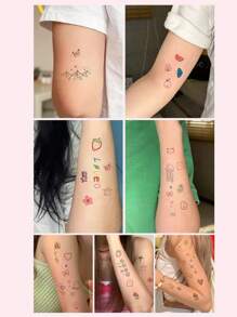 手指和手腕小图案临时纹身套装，适合日常使用 - 彩色 - 查看 2