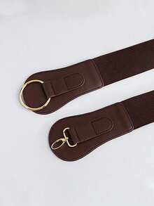 1 chiếc thắt lưng co giãn cơ bản màu cà phê tối giản dành cho nữ, thích hợp cho tiệc Halloween hoặc phối trang phục hàng ngày - Cà phê - Xem 8