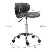 HOMCOM Adjustable Rolling Swivel Beauty Salon Chair, Stool For Spa, Technician - Black - Black - View 3