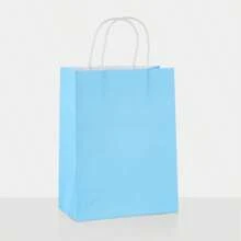 12 pungi mici de cadouri albastru deschis, de 20 cm, cu mâner, pungă de hârtie kraft, pentru cadouri de petrecere, pentru ziua de naștere, sezonul nunților, ziua de naștere, Ziua Îndrăgostiților, sezonul nunților, decor pentru burlăcițe, cadouri pentru burlăcițe, petrecere a burlăcițelor, cadouri pentru petrecerea burlăcițelor, cadouri de nuntă pentru invitați, articole pentru festivalul de Halloween, decorațiuni de Halloween, decorațiuni de Crăciun.