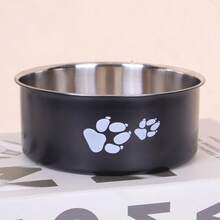 Supet A Cartoon Footprint Pet Bowl, Stainless Steel Non-Slip Bowl For Small And Medium-Sized Dogs, Indoor And Outdoor Use - Black - View 9