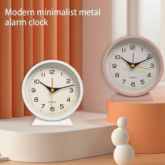 1 件创意多色闹钟，紧凑圆形设计，便携式床头静音钟，桌面装饰钟，适用于卧室和客厅
