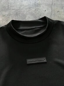 Áo thun nam tay ngắn màu trơn dáng rộng phong cách trẻ trung, thoải mái hàng ngày, mùa hè - màu đen - Xem 2