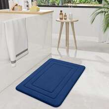1pc Classic Solid Color Memory Foam Bath Mat, High Absorbency Quick Dry Surface, Sturdy Non-Slip Bottom, Suitable For Bathroom And Kitchen Floors, Practical And Soft, Also Applicable To Bedroom, Dorm, Laundry Room. Lightweight And Flexible Design, Easy To Clean And Maintain. - Black - View 8