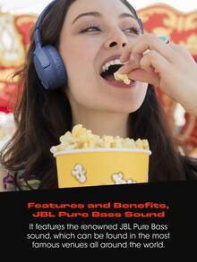 JBL Tune 510BT Wireless On-Ear Headphones, Pure Bass Sound, 40H Playtime With Fast USB-C Charging, Built-In Mic With Voice Assistant, Foldable Lightweight Design, Android IOS Compatible, Perfect For Music, Gaming, Gym, Travel - Blue - View 6