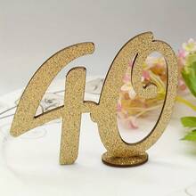 1 Stück Goldener Glitzer 18./30./40./50./60. Jahrestag Holzzahl Dekorationen, Veranstaltungs-Party Tischdekoration, Tisch-Mittelstücke, elegante Dekoration für Geburtstage und Jahrestage, geeignet für Jahrestags- und Geburtstagsfeier Dekoration, Hochzeitsdekoration