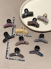 10pcs Women's Rhinestone Crystal Elegant Hair Claw Clips, 1.7 Inch, Hair Accessory, Daily & Party Use - Multicolor - View 5