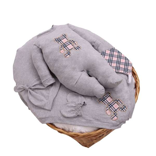 Saída Maternidade Bebê Menino 5 Peças Dengoso Luxo Manga Longa