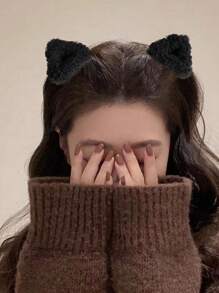 Hair Clips Claw Clips 2PCS Cute Plush Cat Ear Hair Clip, Soft And Sweet Autumn And Winter Ladies And Girls Hair Accessories, School Stuff, College Autumn Accessories