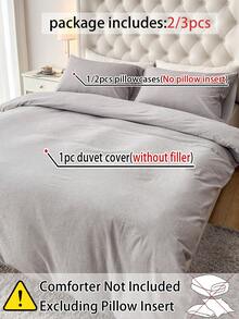 2/3pcs 100% Cotton & Linen Duvet Cover Set (1 Duvet Cover, 1/2 Pillowcases), Without Filler, Suitable For Men/Women Dorm, School Dorm, Dorm Decor, Minimalist Style, Also Suitable For Bedroom And Guest Room - Multicolor - View 4