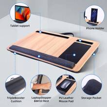 Laptop Bed Desk, Folding Lap Desk With Cup Holder, Portable Laptop Stand For Bed Laptop Desk Bed Table Tray With Drawer For Working Reading Writing, Eating Table For Bed Sofa Couch Floor