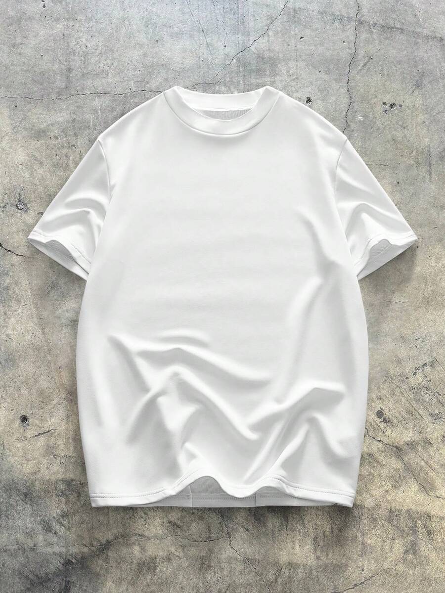 男士立领纯色纯色都市短袖 T 恤，时尚，男友礼物，夏季