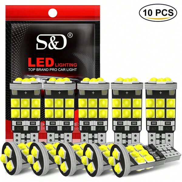 S&D 2/4/10 قطعة T10 W5W 194 501 مصباح ليد كانبوس بدون خطأ إضاءة داخلية للسيارة T10 15 شريحة 3030 لون أبيض نقي مصباح أضواء لوحة القيادة 12 فولت