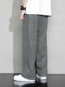 1pc Boys/Teens Casual Solid Color Loose Fit Waffle Knit Pants