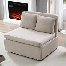Puremind Full Size Single Sofa Bed, 2 In 1 Convertible Linen 1-Seater Sleeper Sofa Couch With Cushions - Beige - View 9