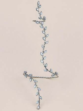 1 件闪亮叶子手链，镶有水钻，个性化简约时尚配饰（可调节手链）