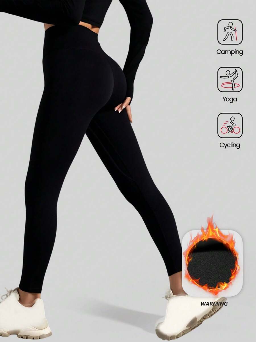 Aaseow Damskie legginsy termiczne z wysokim stanem i podszewką, termiczne do jogi z wysokim stanem i rozciągliwe, idealne do aktywności na świeżym powietrzu i fitnessu, dopasowane do pośladków, odzież sportowa dla dorosłych na zimę