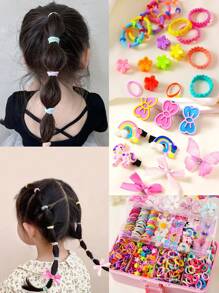 712 piezas/Set Pasadores de pelo con moño de colores, bandas y scrunchies de pelo simples y de moda, adecuados para sujetadores de coleta de estudiantes, para uso diario y de fiesta, regalo ideal (sin caja - bolsa de OPP)