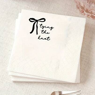 20pcs/40pcs/60pcs/Set, She's Tying The Knot - Bridal Shower Black Bow Bridal Shower Black Bachelorette - Cocktail, Napkins , Luncheon Napkins,Universal Bow Disposable Napkins Suitable For Wedding Occasions, Youth Party Occasions, Bridal Shower Occasions, Birthday Occasions, General Occasions