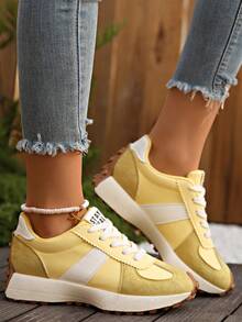 Women's Comfortable Lace-Up Sneakers - Lightweight Multifunctional Casual Shoes, Wear-Resistant Rubber Sole, All-Season