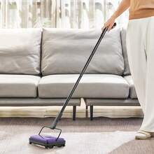 Carpet Sweeper Manual, Floor Sweeper With 300 Ml Dustbin Capacity Easy To Empty, 6.7 Inch Cleaning Width For Home Office Carpets Pet Hair Dust, Purple - Màu tím - Xem 1