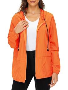 Packable Waterproof Lightweight Women's Rain Jackets With Hood Windbreaker - 橘子 - 查看 1
