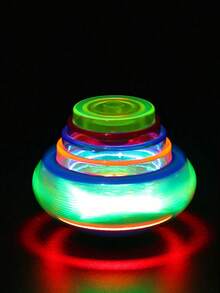 1个趣味LED闪光音乐旋转陀螺，带闪光旋转灯。音乐旋转玩具，升级版发光玩具，适合儿童，黑暗派对用品，生日礼物（颜色随机），互动讲故事和音乐装置，圣诞节小礼物 - 彩色 - 查看 10