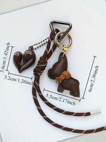 1. 心形法国斗牛犬钥匙扣，优雅迷你狗狗包包挂饰，情侣配饰，复古风格，三角形弹簧扣设计，适用于车钥匙、包包装饰、服装配饰，是节日或送给女性的理想礼物，钥匙扣，包包挂饰，包链，包包吊坠，包包装饰品 - 彩色 - 查看 3