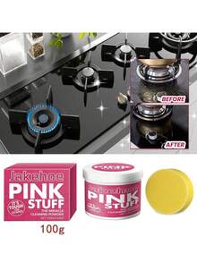 100g/500g/300g Pink Magic Cleaning Paste, Powerful Cleaning For Stainless Steel Pot Bottoms, Stove Cleaning Agent, Stainless Steel Cleaning Powder For Gas Stove, Exhaust Fan, Rust Remover, Multi-Purpose Kitchen Cleaning Powder To Quickly Remove Stubborn Stains And Grease On Kitchen, Bathroom, Floor, Helps Save Energy. The 100g Size Is Relatively Small, The 500g Size Is Recommended.