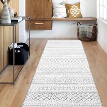Large Washable 6x9 Area Rug: Boho Moroccan Geometric Neutral, Non-Slip Foldable Indoor Floor Carpet For Living Room, Bedroom, Dining Table - Beige, 6X9 - Dark Grey - View 6