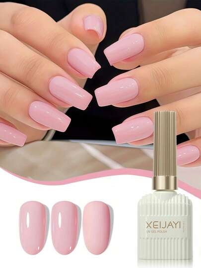  XEIJAYI 1pc 15ml Pink Gel Nail Polish, Popular Color Gel Varnish, Soak Off UV/LED Gel Polish, For Home Salon Nail Art DIY For Spring And Summer