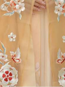 中式汉服套装，改良唐代刺绣连衣裙，融入中国传统元素 - 黃色 - 查看 10