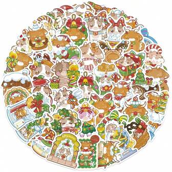 50 pezzi/confezione Adesivi olografici natalizi per vitelli, misteriosi e retrò romantici, adesivi divertenti e carini per scrapbooking, cancelleria autoadesiva, biglietti, buste, chitarre, decorazione di strumenti, regali per feste di adolescenti, ricompense, adesivi motivazionali, Capodanno, inverno, Natale, Ognissanti