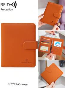 MIYIN 1 pièce Porte-passeport minimaliste accessoire de voyage - rangement pratique Porte-passeport multi-cartes en PU - fermeture par pression motif avion fournitures de vacances articles de voyage Portefeuille de passeport accessoires de voyage affaires décontractées femme et homme indispensables de voyage incontournables pour le voyage et la rentrée scolaire pour offrir à la famille, aux amis, aux amoureux