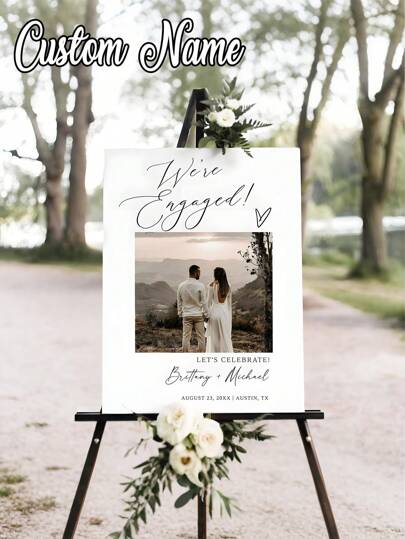 1pc- Custom Minimalist Wedding Poster Welcome Sign, Custom Frameless Canvas Poster - Purchase Product Engagement Party Sign, Engagement Welcome Sign Template, Printable Engagement Welcome Sign, Engagement Party Poster, Engagement Party Decoration, Welcome To Our Wedding Welcome Sign, Eucalyptus Wedding Welcome Sign
