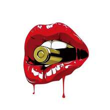 1pc/2pcs/3pcs Super Cool Dark Style! Red Lip Bullet Illustration Decorative Stickers, Suitable For T-Shirt/Mask/Jeans/Backpack, Washable, Unisex DIY Stickers