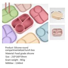 1340ml 1pc Custom Name & Pattern Silicone Kids Lunch Box,4-Compartment Bento, Leakproof (Personalized Gift For School) - Multicolor - View 5