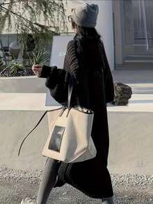 Plus Size Women V-Neck Pocket Ribbed Knit Cardigan, Long Sleeve Long Length Sweater Cardigan, Winter